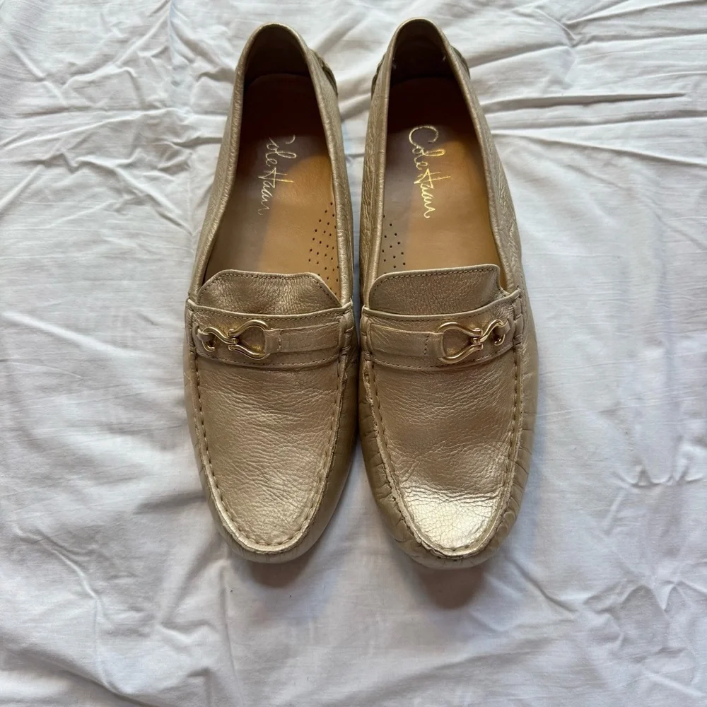 Cole Haan Metallic Gold Leather Loafers
